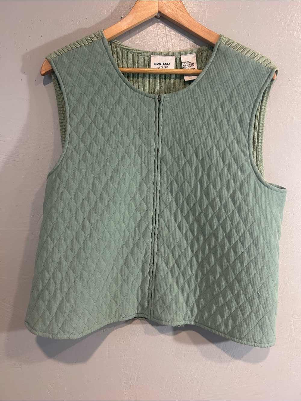 Quilted Sage Green Sleeveless Vest